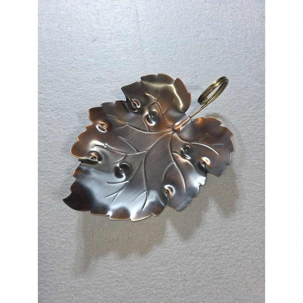 Vintage Copper Craft Guild Copper Leaf Dish With Handle 9
